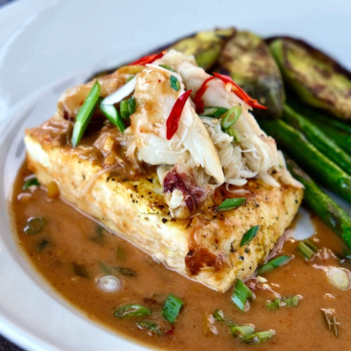 Seared Halibut with Crab and Coconut Red Curry Sauce — Culinary Seasons